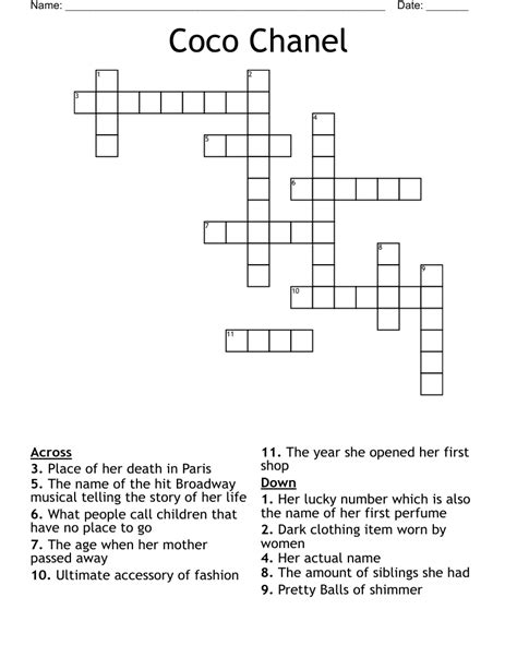 chanel fragrance for him crossword|Chanel perfume crossword answer.